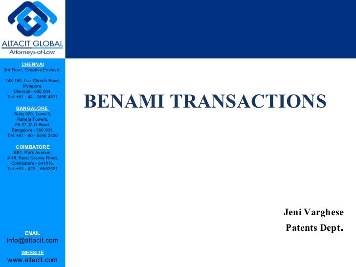 benami transaction prohibition bill 2011